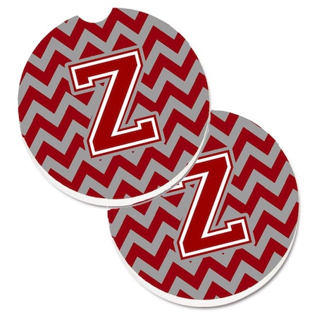 Carolines Treasures Letter Z Chevron Maroon and White  Cup Holder Car Coaster, PK2 CJ1049-ZCARC